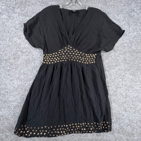 Angie Dresses & Skirts - Angie Mini Dress Womens XL Black Studded Short Sleeve Casual Party Wear V Neck